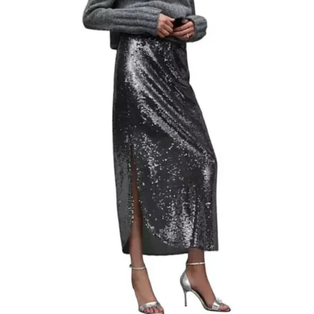 All Saints Size XSmall Gray Opal Sparkle Skirt